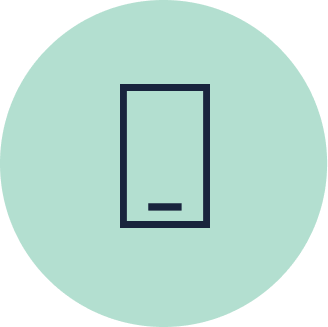 Icon representing a mobile device within a circular design, symbolizing technology or communication