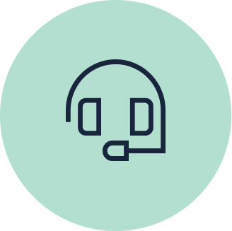 Icon representing a customer support headset for communication and assistance