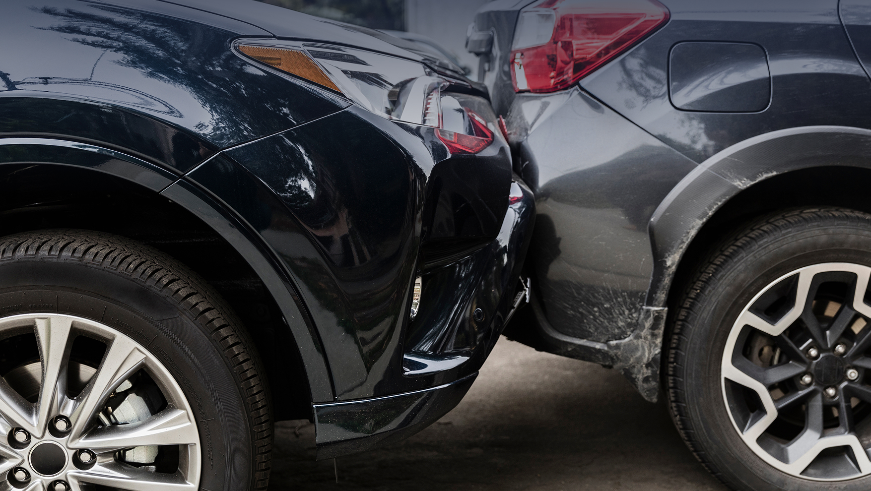 Damaged cars after accident