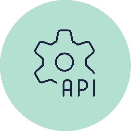 Icon representing an API, symbolizing integration and functionality in software development
